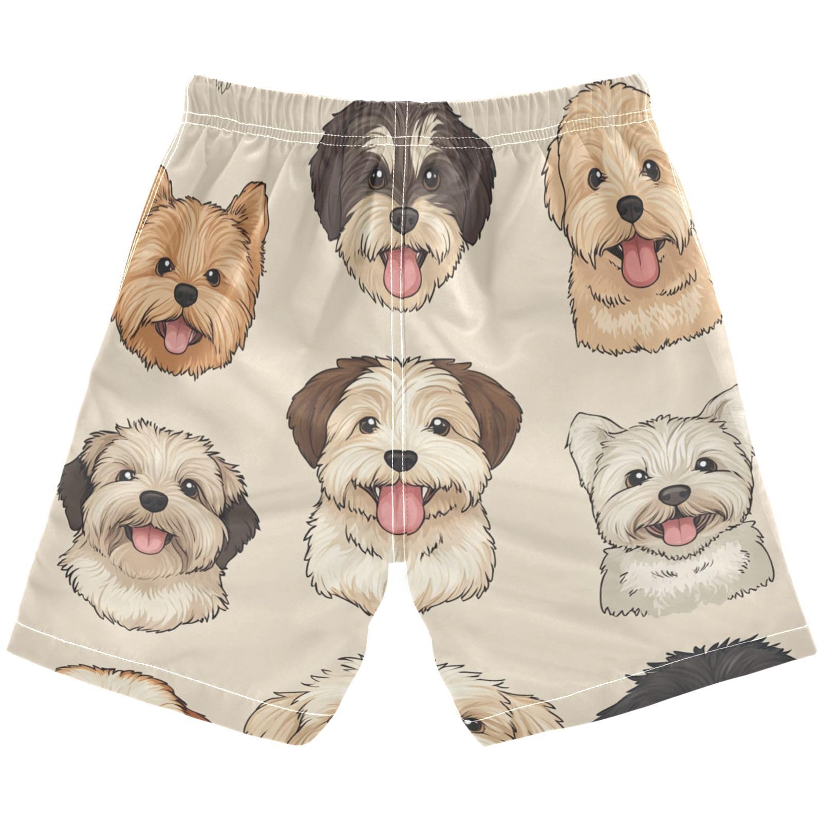 Jucciaco Boys Beach Board Shorts Cartoon Dog Pugs Swim Trunk Teen Swimwear Multicolor