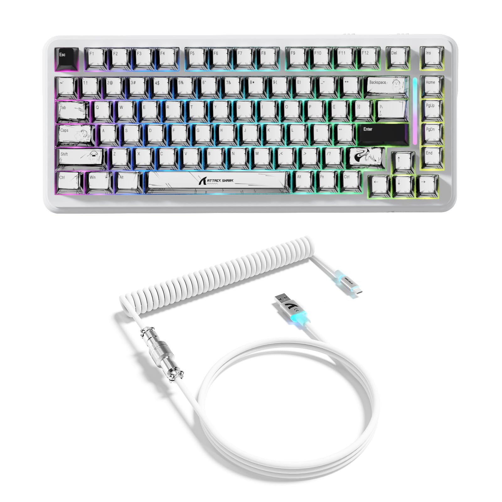 M82HE 磁気スイッチ75% ラピッドトリガー ゲーミングキーボード ホワイト Amazon | ATTACK SHARK X82PRO HE ゲーミングキーボード、磁気軸
