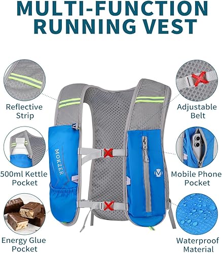 Miniatura 2 de Chaleco de hidratación para correr con una vejiga de agua de 2 litros, mochila de agua ligera para correr, senderismo, ciclismo, maratón, sendero