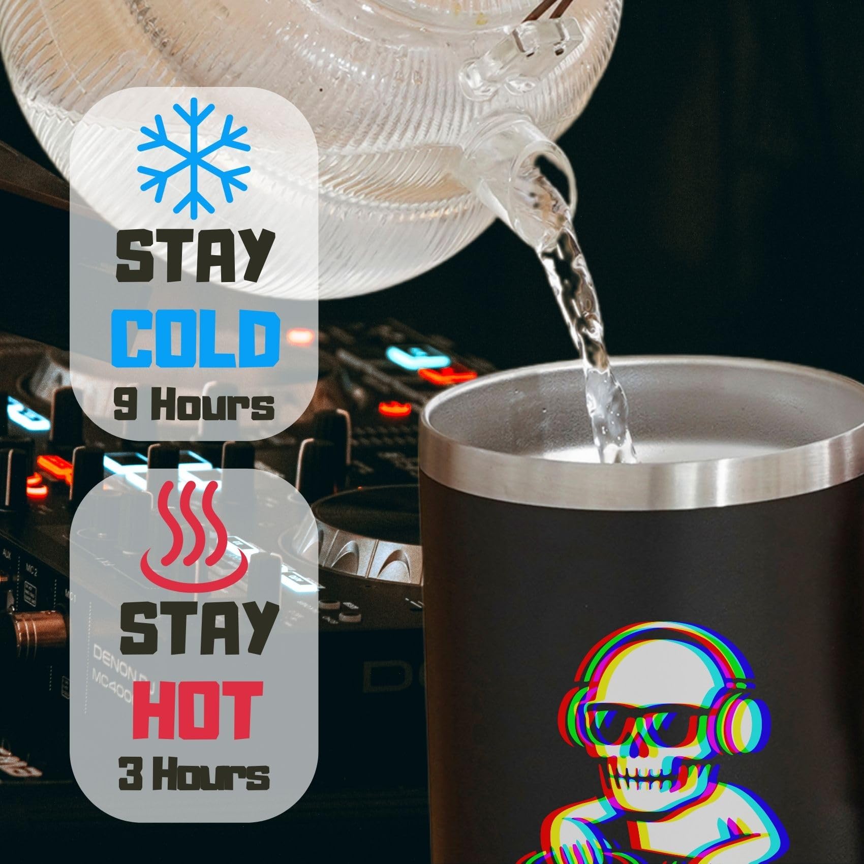Onebttl DJ Gifts for Men, Women, Disc Jockey Gifts, Disco & Bar Lovers on Birthdays, Christmas, Party, House Warming - Skull