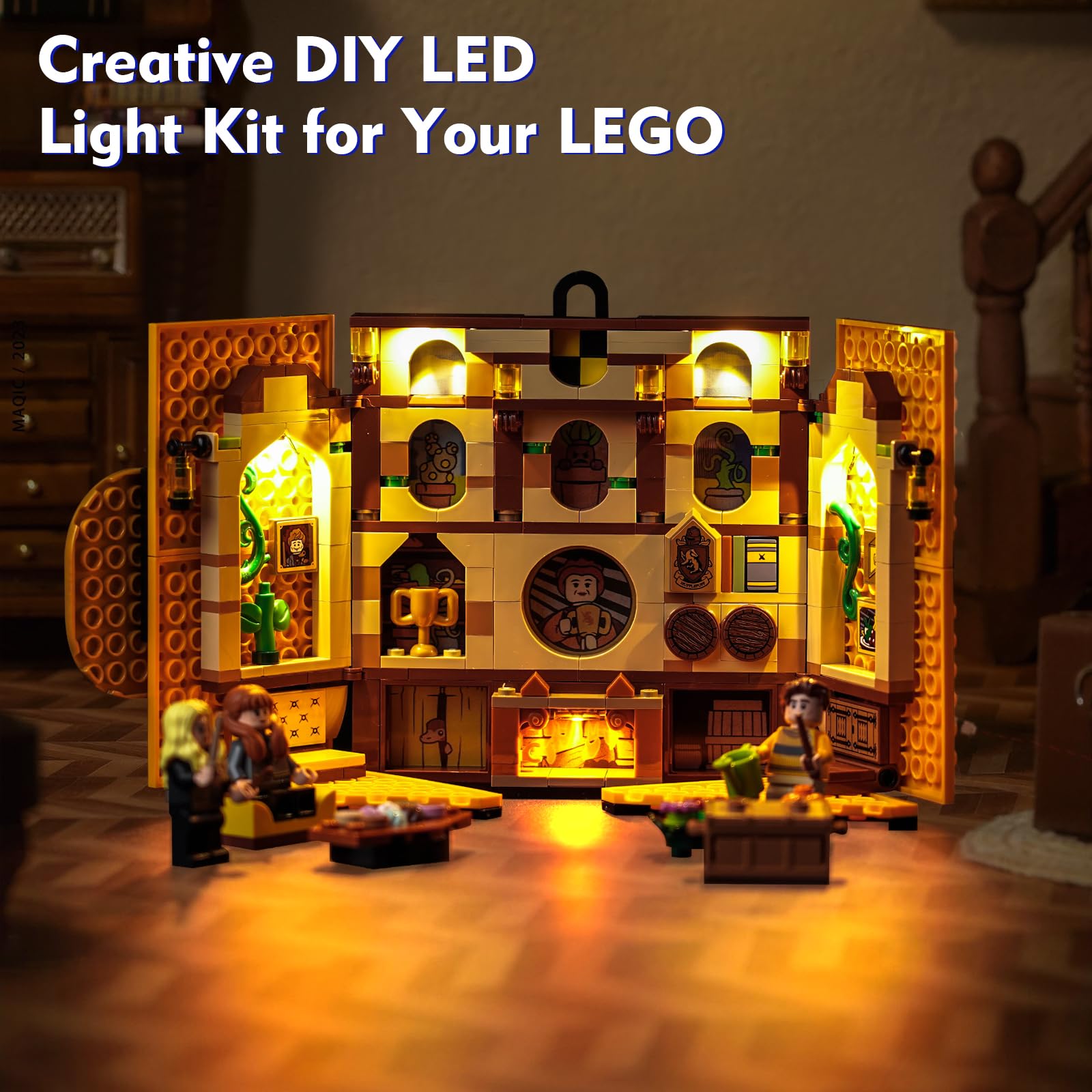 Kit di luci per striscione Lego Tassorosso House, set di illuminazione per Lego 76412 Harry Potter Hufflepuff House Banner - Modelli non inclusi, solo kit di luci (76412-Tassorosso)