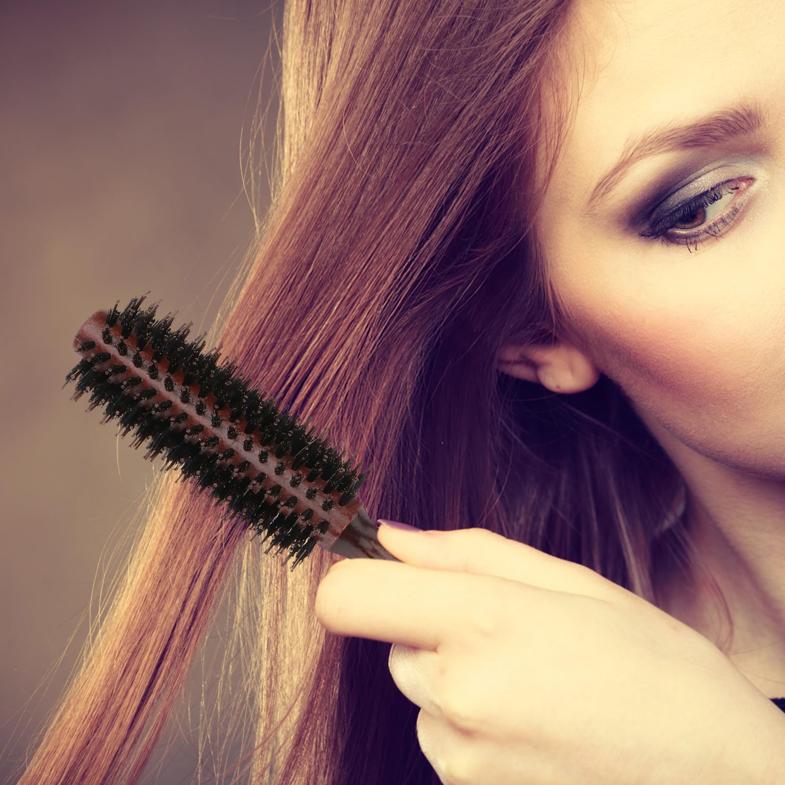 2 Stück Runde Haarbürste mit Wildschweinborsten Komfortabler Griff und Frizz Reduzierung zum Stylen und Trocknen der Haare