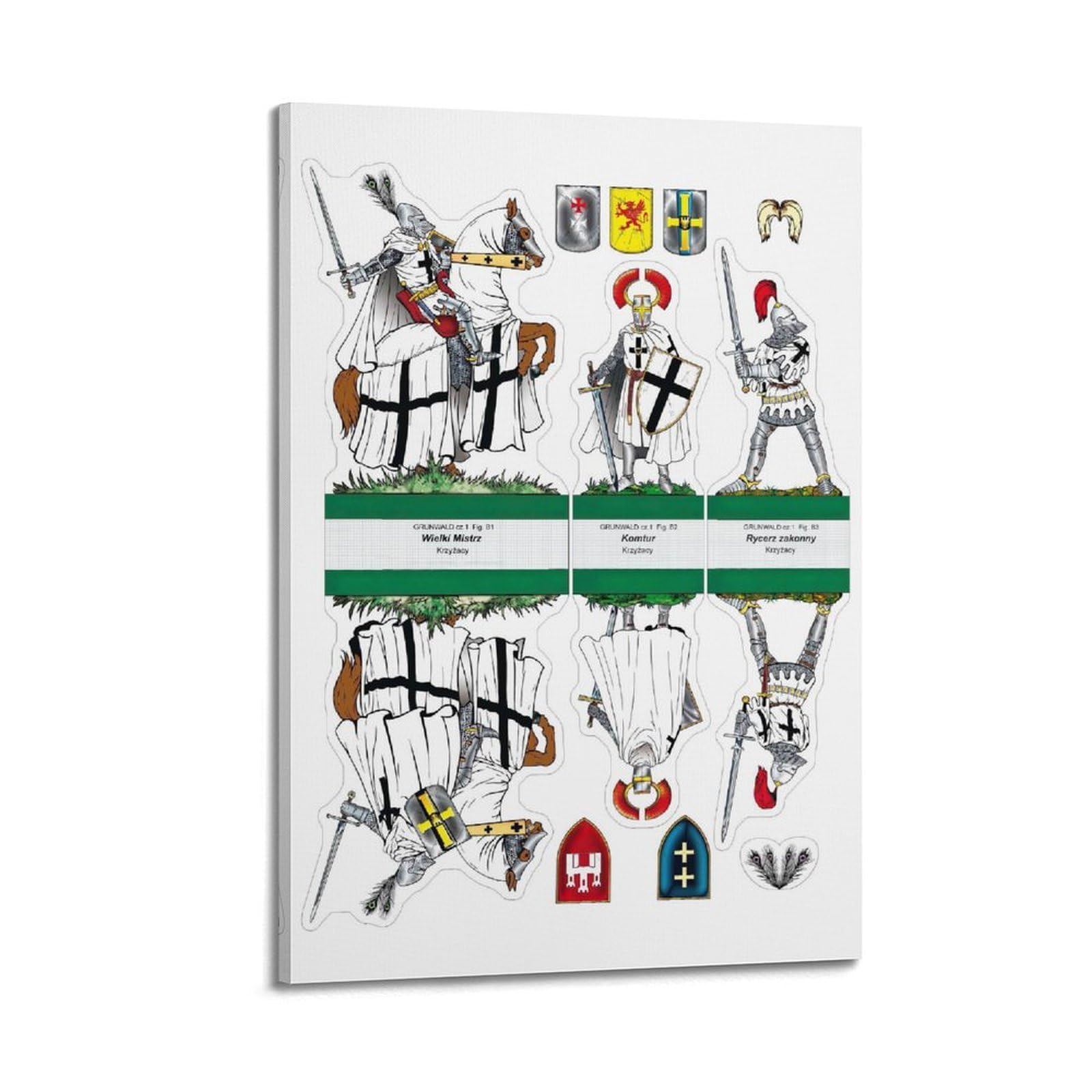 XKUGA Medieval Knights Of Teutonic Order Poster Spiritual Sacred Modern Decorative Canvas Prints - Ideal Wall Art for Family, Man Cave, Game Room, Boys & Girls Bedroom 24x36inch(60x90cm)