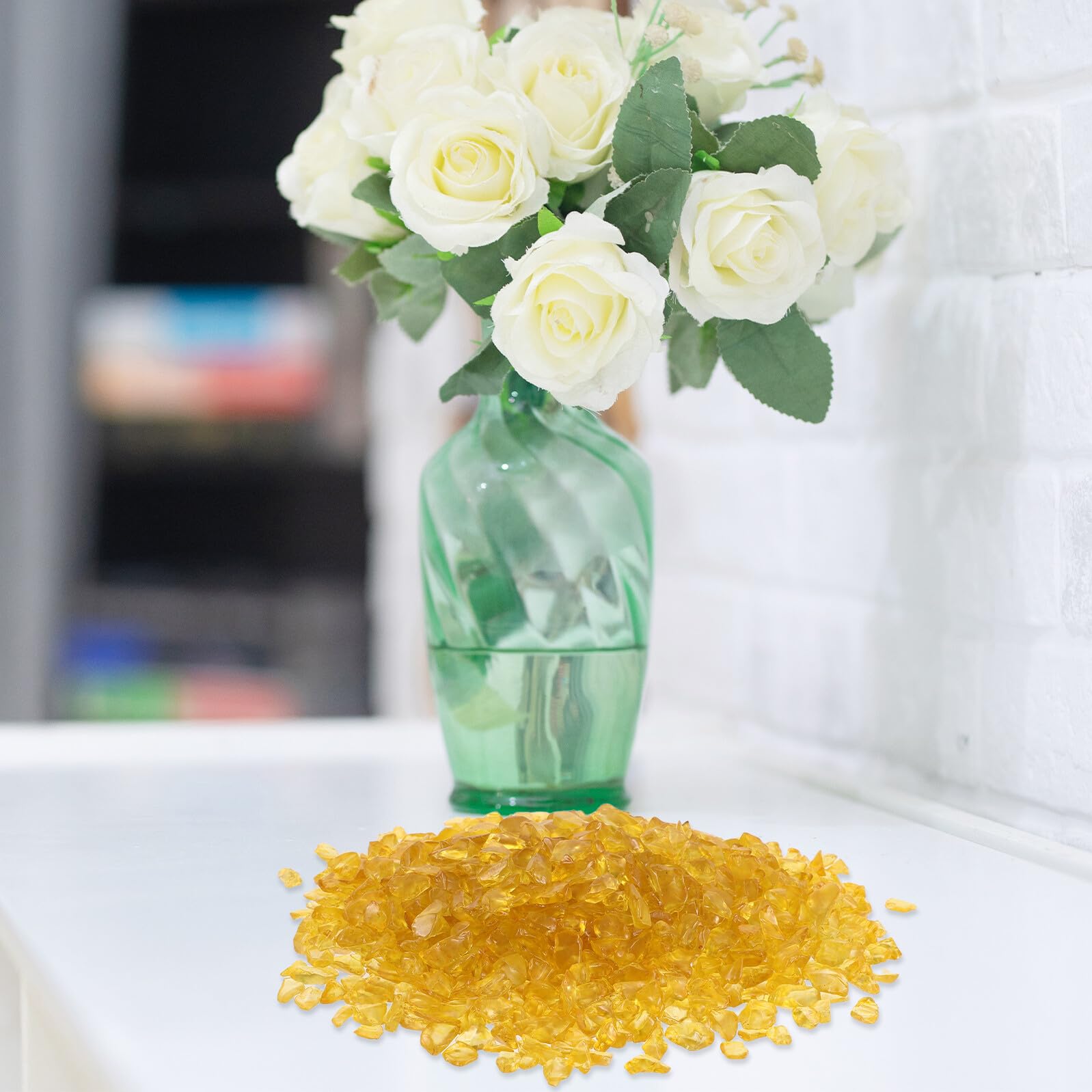 Gravier Décoratif Naturel 1000g pour Vase et Bonsaï, Pierres Cristallines Orange Irrégulière, Facile à Styliser pour Décoration Intérieure et Créations DIY