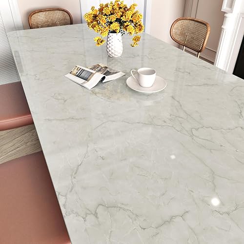 Miniatura 3 de LiKiLiKi Papel de contacto de mármol grisblanco para apartamentos, armarios de escritorio, papel tapiz autoadhesivo de vinilo para pegar y despegar,