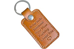 Drive Safe Mom Son Leather Keychain