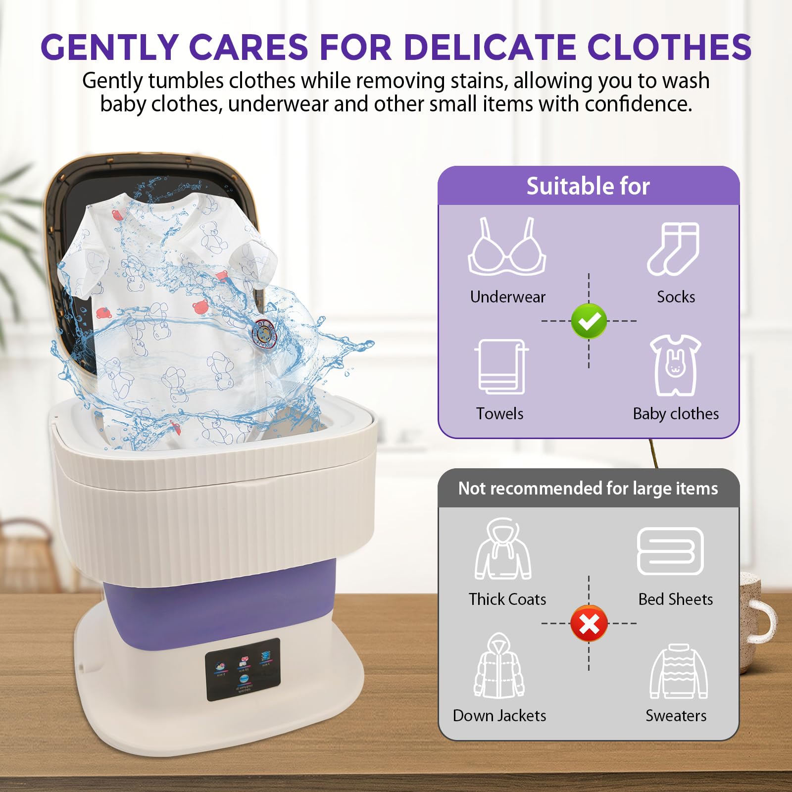 Mini Waschmaschine 15L Camping Waschmaschine mit Schleuder Tiefenreinigung Unterwäsche Babykleidung