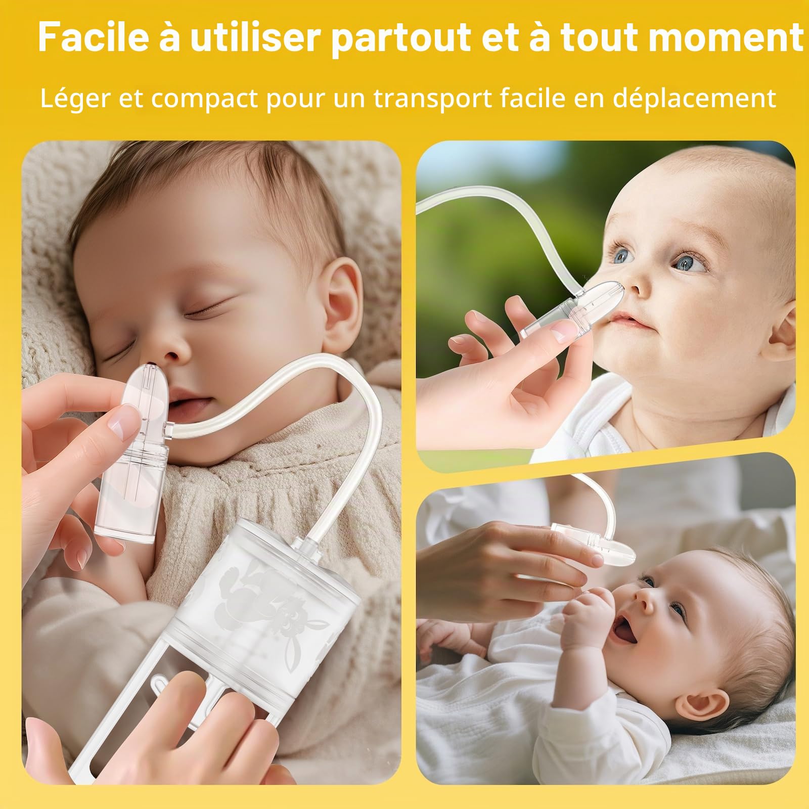 Aspirateur nasal pour bébé et enfant avec pompe à main et embout non invasif pour une aspiration rapide et silencieuse, co-marqué avec CHIBOJI
