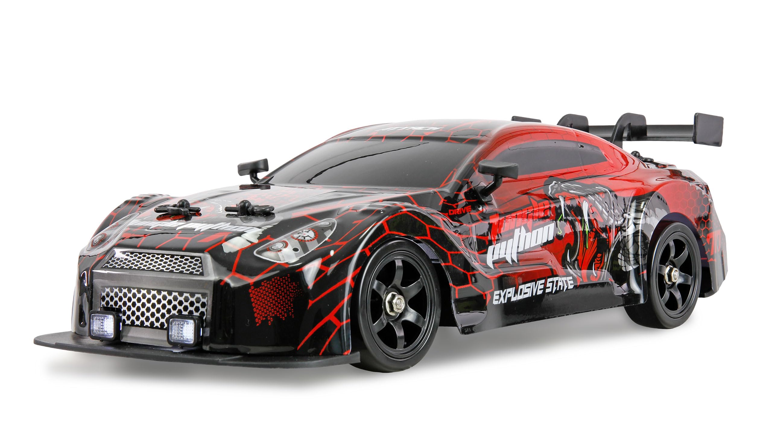 Zdalnie sterowany Drift Sport Car GTR z efektem dymu 4WD 1:16 RTR czerwony dzieci od 6 lat