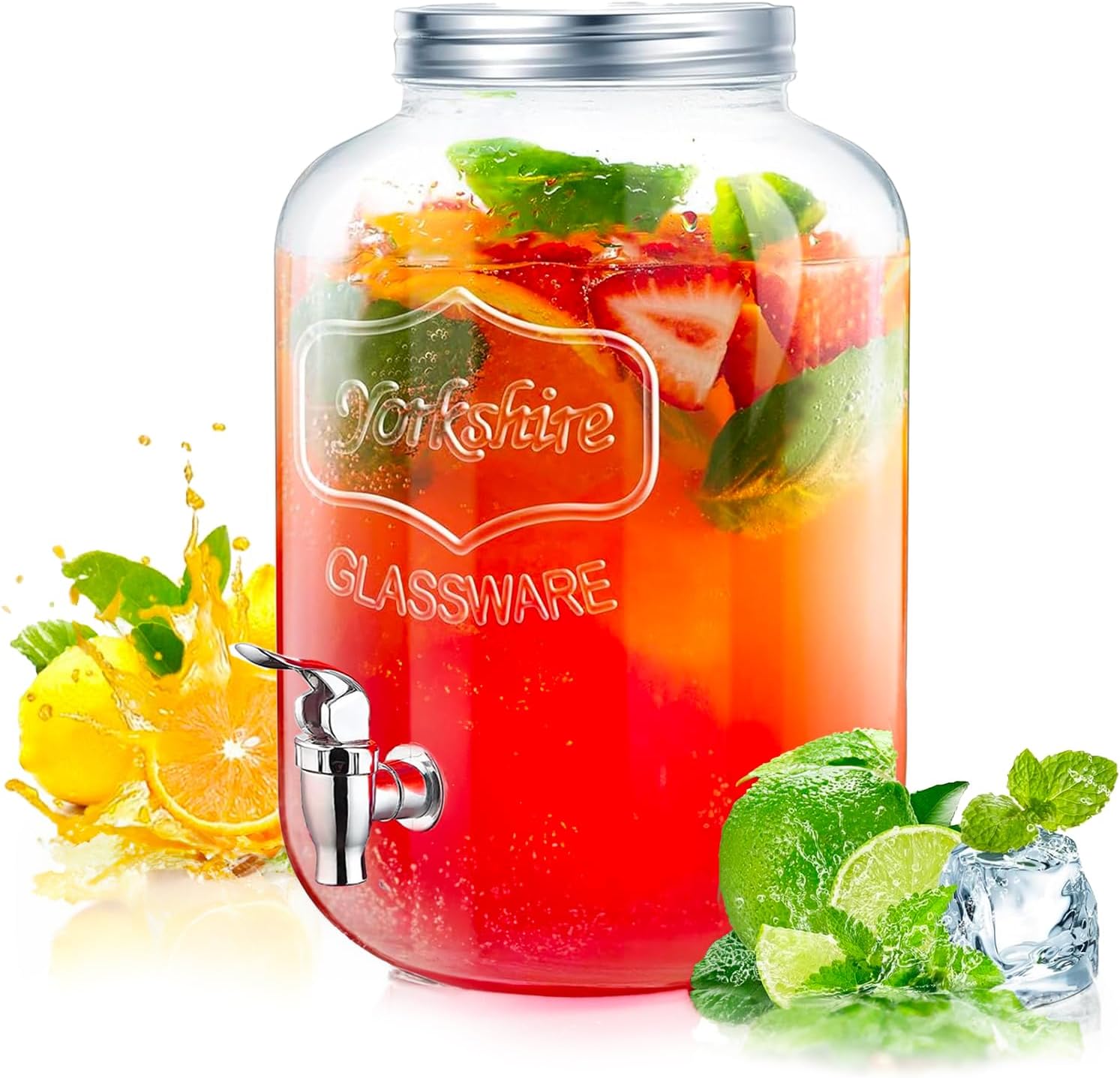 Relaxdays Dispenser in Vetro per Bevande, Erogatore con Rubinetto e