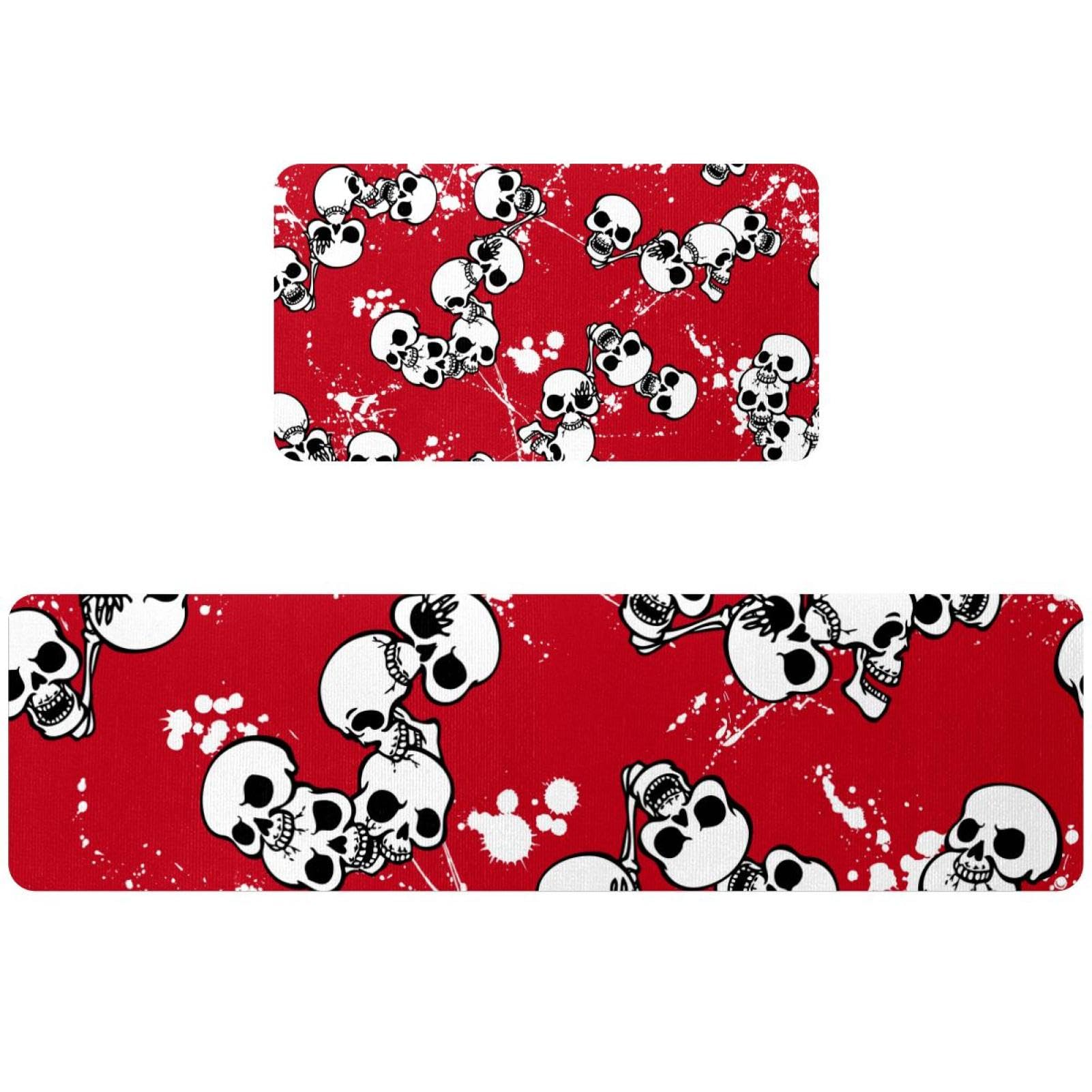 Tapis de cuisine absorbant lot de 2 tapis lavables et antidérapants rouge