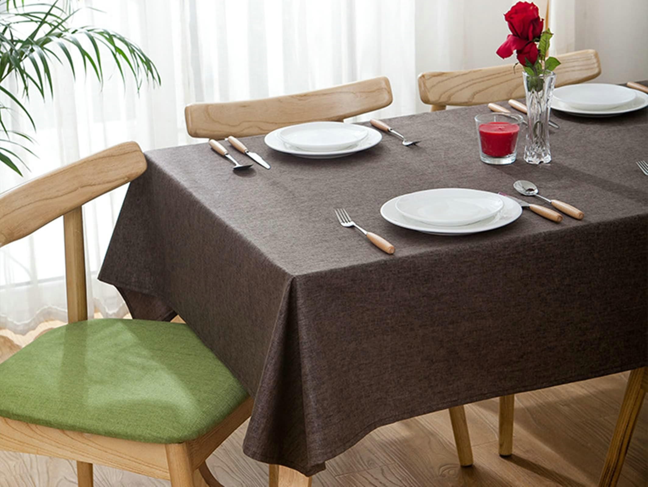 Gualiy Mantel Mesa Rectangular Lino, Manteles de Mesa de Tela 130x220CM Manteles Cocina Antimanchas Color Sólido Mantel para Mesa Salon, Café