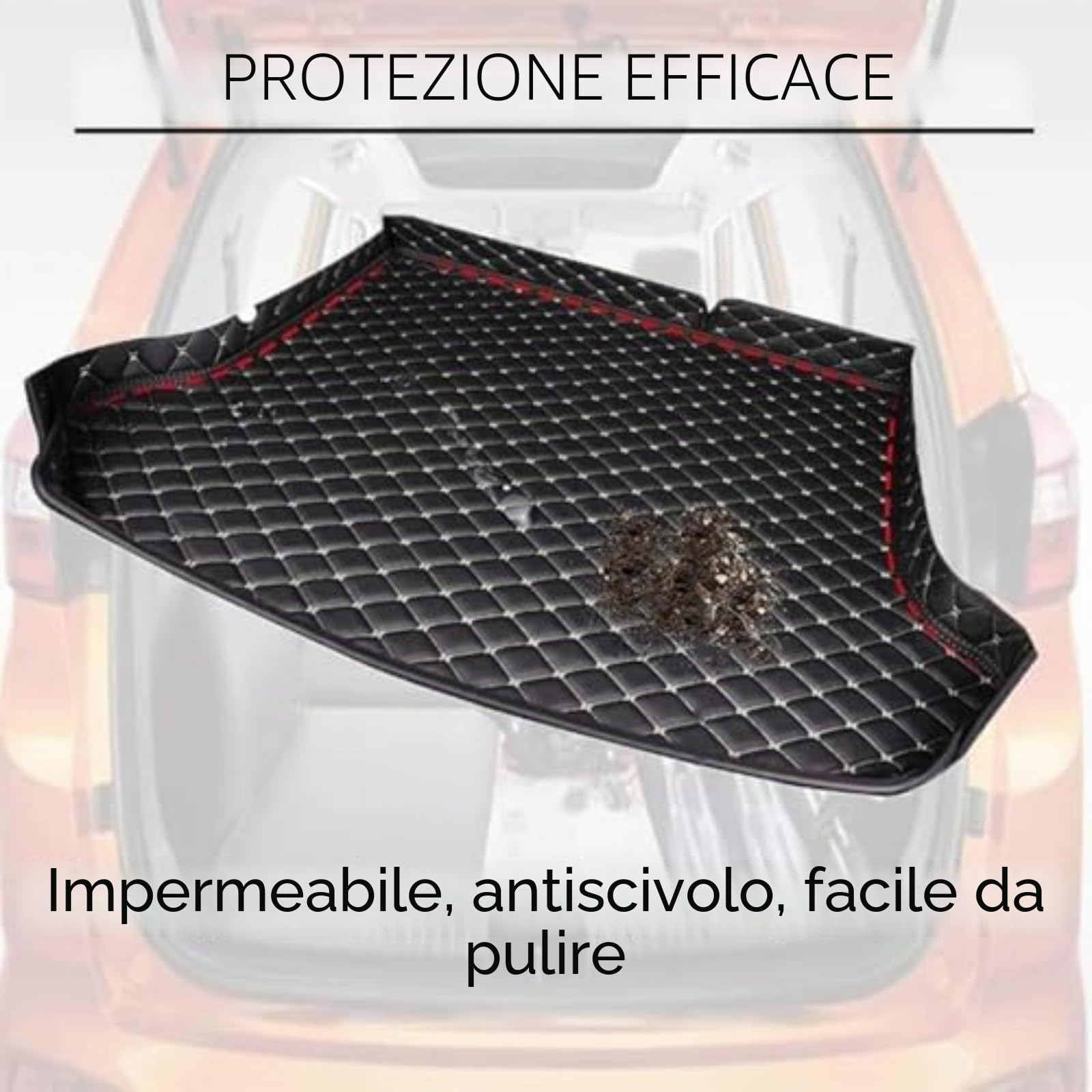 GVCIUSM Auto Tappetino Bagagliaio Pelle per Alfa Romeo Junior 2024-2026 Misura Vasca Baule Tappeto Antiscivolo Fodera Bagagli Interni Accessori