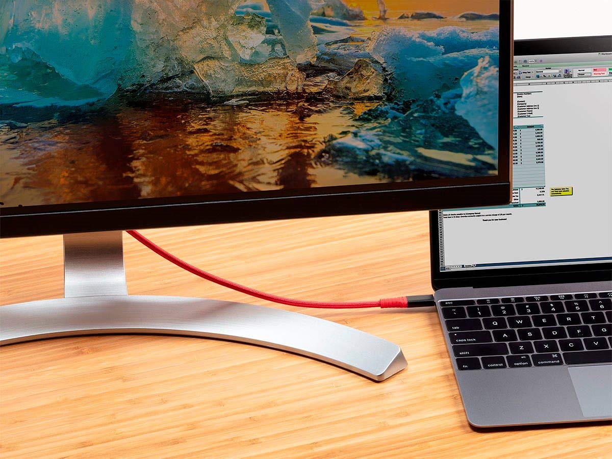 Monoprice AtlasFlex Series Durable USB 3.2 Gen 2 Tipo-C Data & Power Kevlar rinforzato Nylon-Braid Cable 5A/100W 1m Rosso