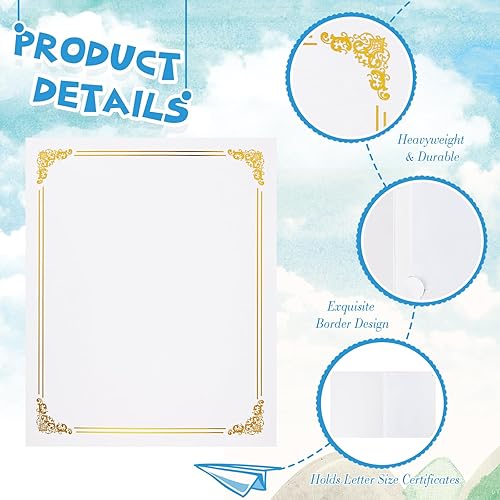 Miniatura 4 de Paquete de 120 soportes para certificados, soportes para diploma, soportes para certificados para tarjetas de papel tamaño carta de 8.5 x 11