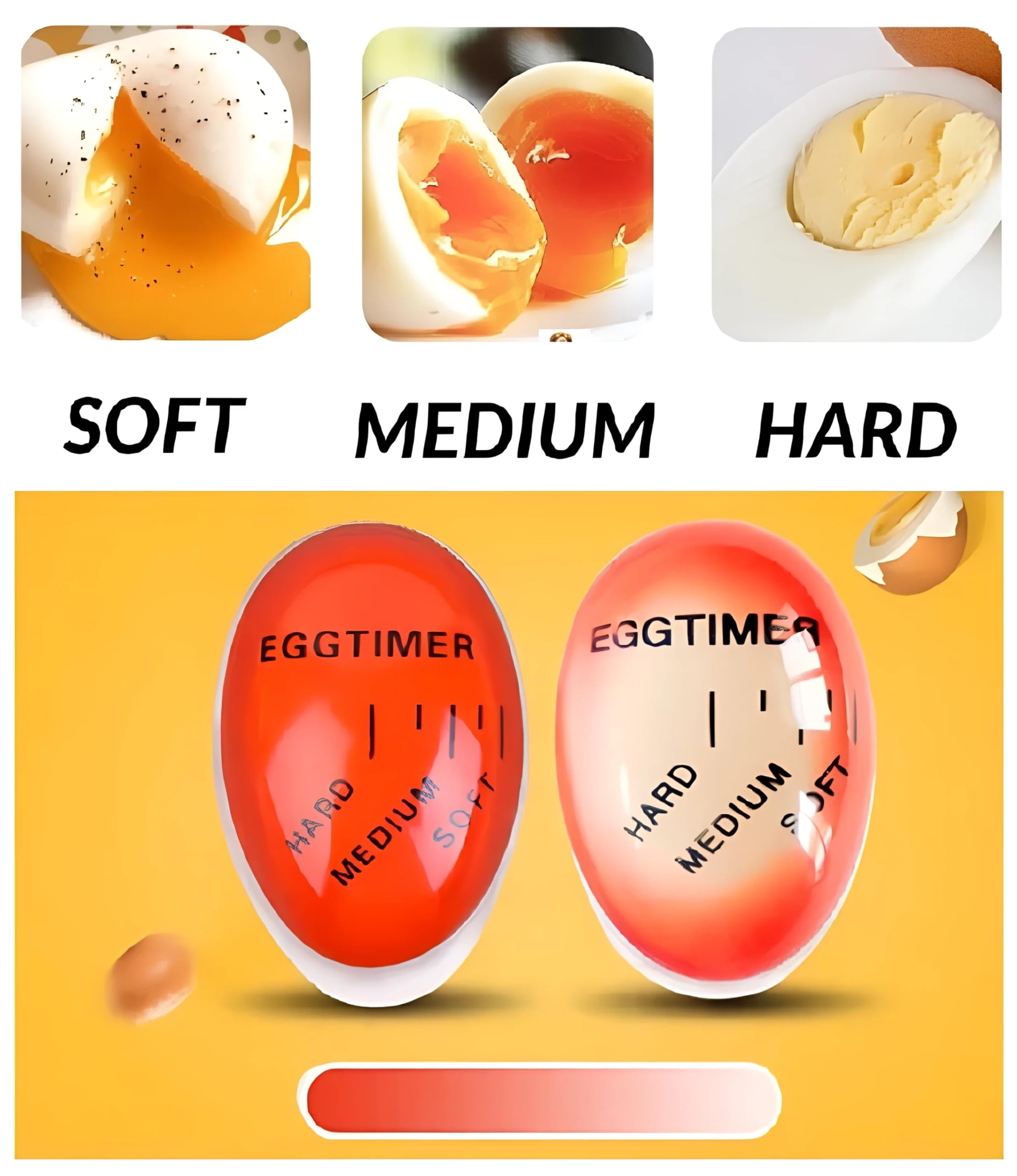 Timer Per Uova Cambia Colore – Morbido, Medio O Sodo – Gadget Da Cucina In Acrilico, 5,5x4x3 Cm