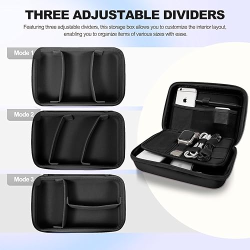 Miniatura 3 de Estuche organizador electrónico de viaje duro para cargadores de banco de energía, cables, unidad flash USB, tarjeta SD, electrónica y mochila,