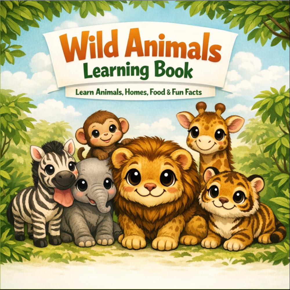 Wild Animals Learning Book for Kids: Learn Animals, Homes, Food & Fun Facts | Ages 3–6