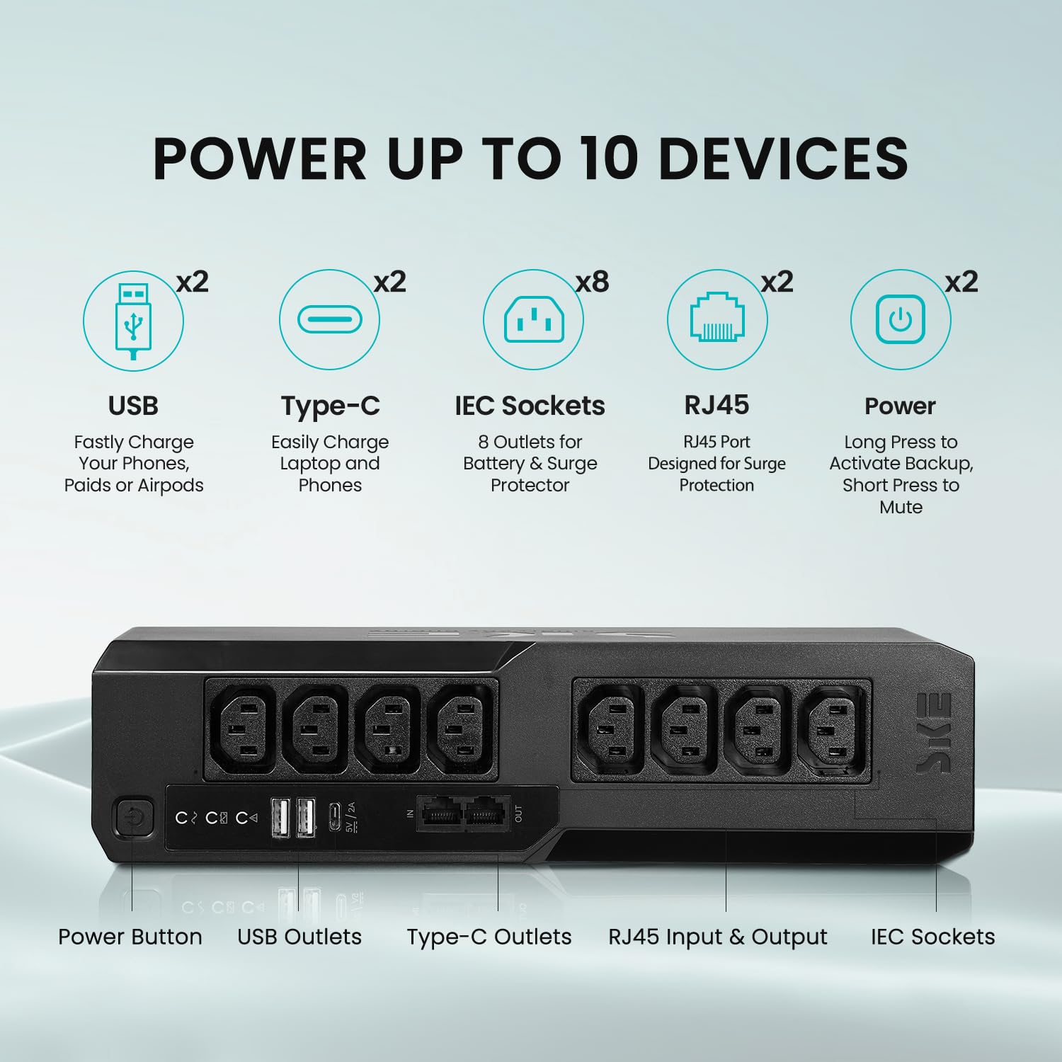 SKE 425VA/240W UPS Gruppo di Continuità per PC Router Modem UPS Gruppo Continuità UPS VL425