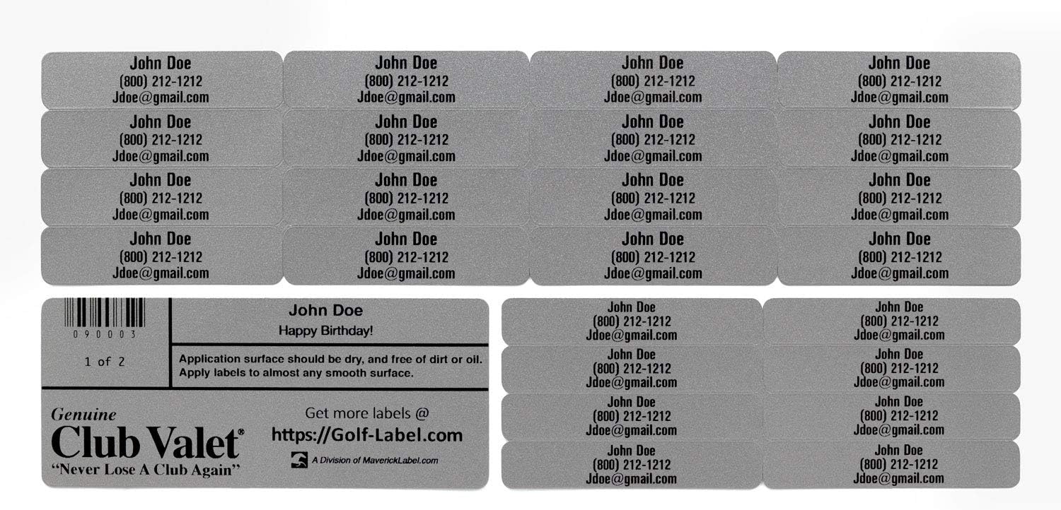 Customized Golf Club Labels – 24 Classy Identification Personalized Labels for Golf Clubs, Tools & More – Weatherproof, Fade Resistant
