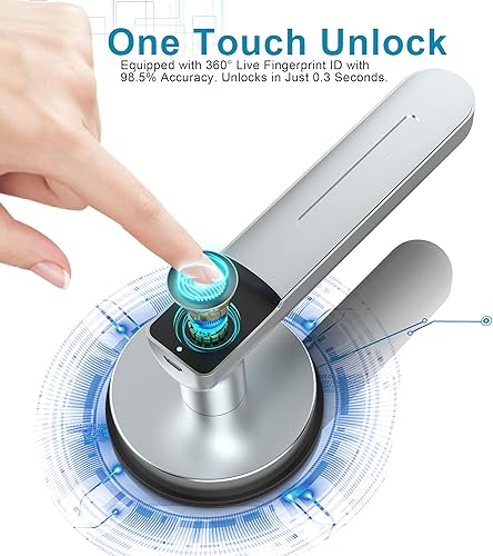 Miniatura 5 de Foxgard Cerradura de puerta biométrica inteligente con huella digital inteligente con aplicación inteligente, perilla de puerta de huellas