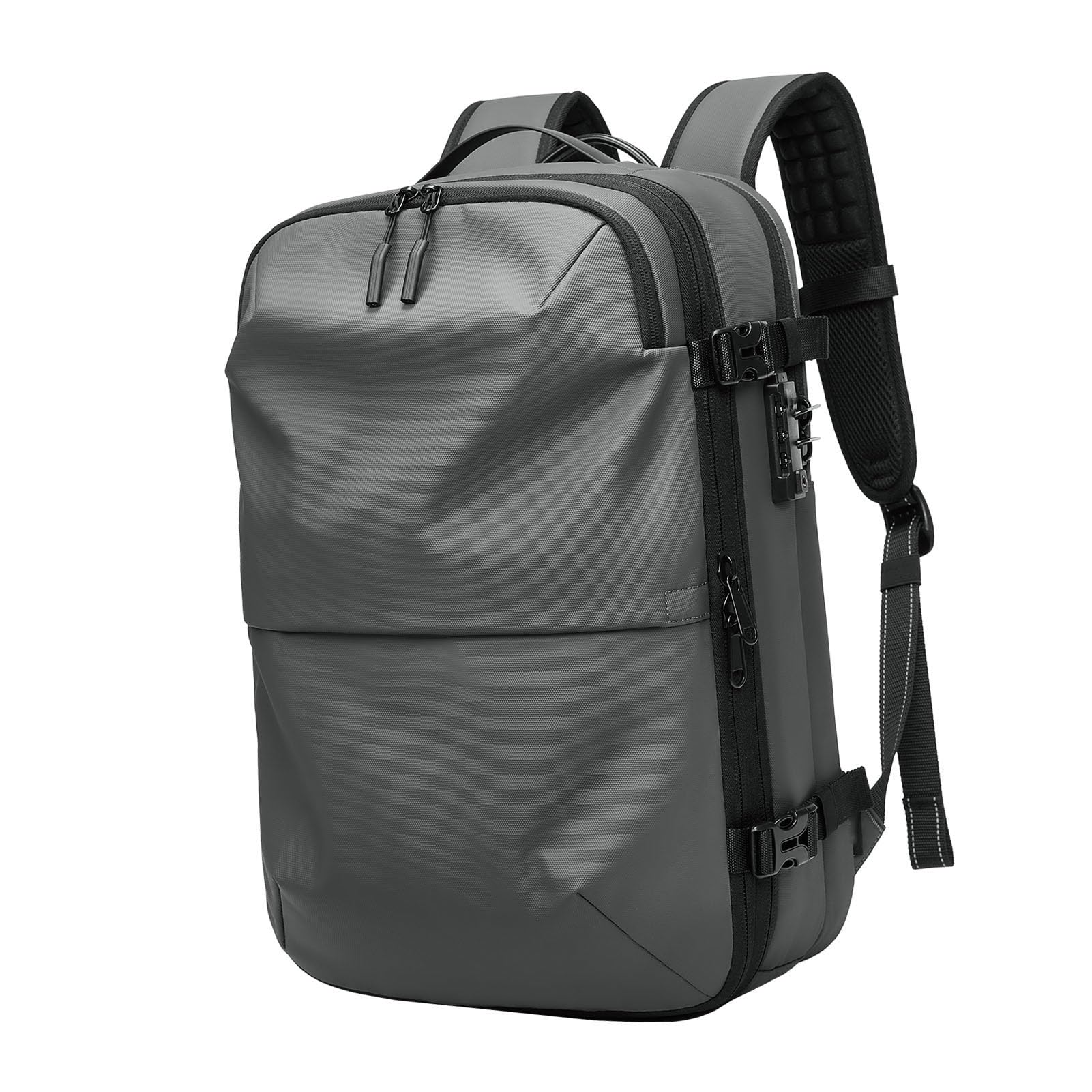 Sac à Dos de Voyage étanche et Extensible avec Airbag et Compartiment à Chaussures pour Ordinateur Portable 17 Pouces (gris foncé)