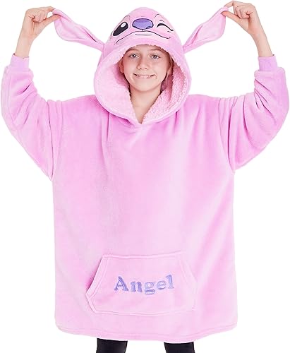 Disney Stitch - Manta con capucha de forro polar para niños y adolescentes, talla única, sudadera con capucha esponjosa de gran tamaño, regalos de
