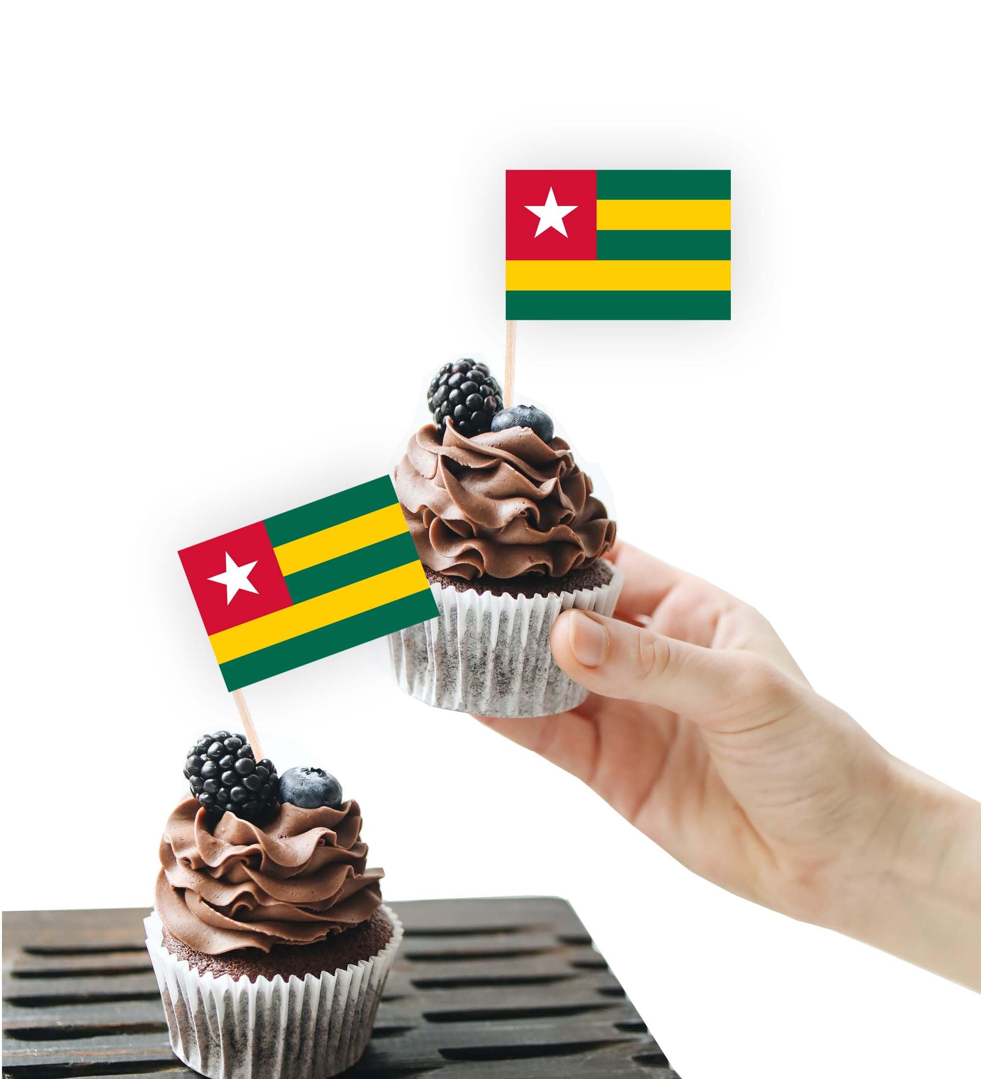 100PCS Togolese Flag Cake Topper,Togolese Cupcake Stand For Party Decoration Supplies — image 1