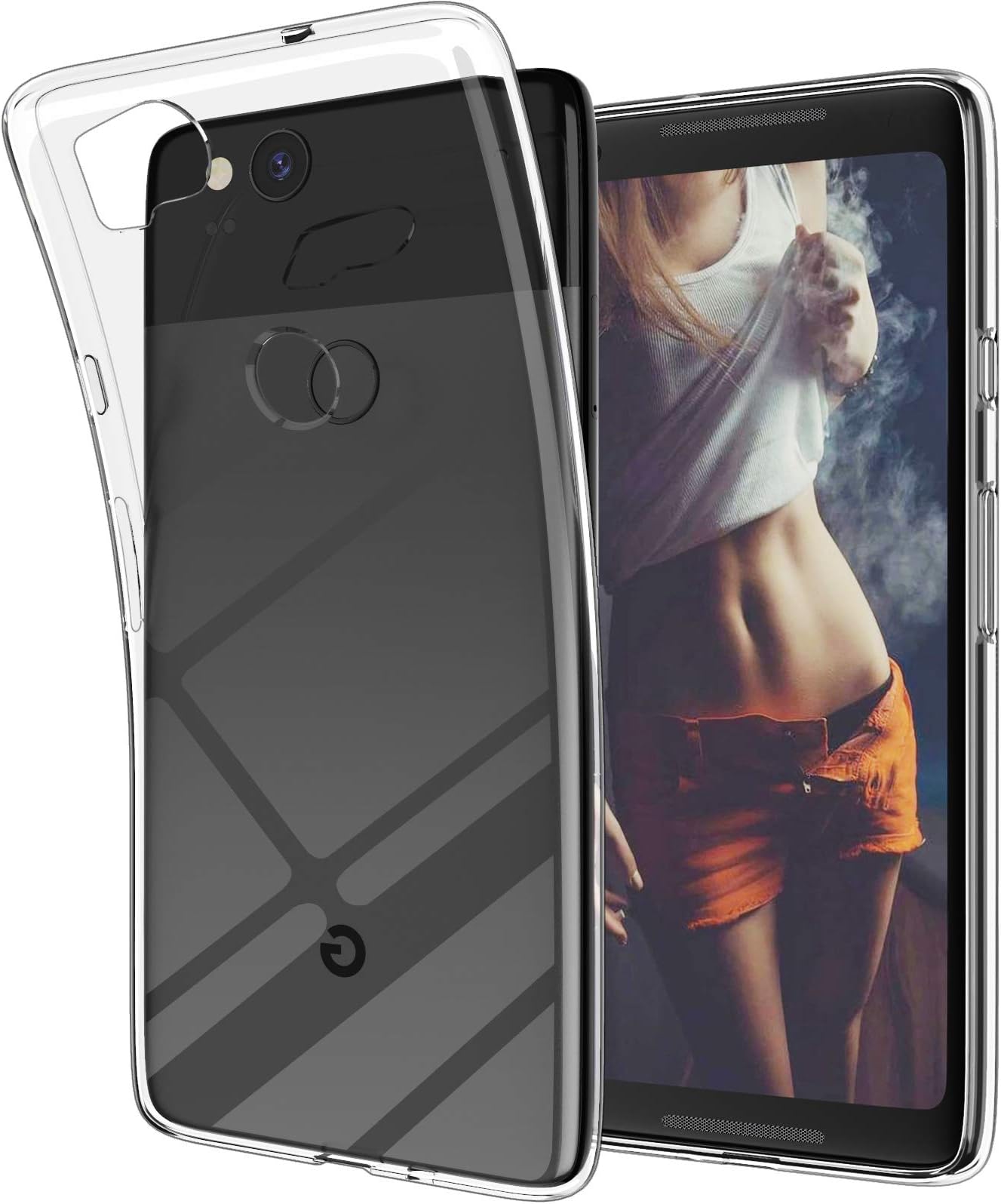 Google Pixel 2 Clear Case Slim Thin Silicone Soft Skin TPU Shock Absorption/Scratch Resistant Flexible Gel Rubber Protective Case Cover for Google Pixel 2 (Crystal Clear)