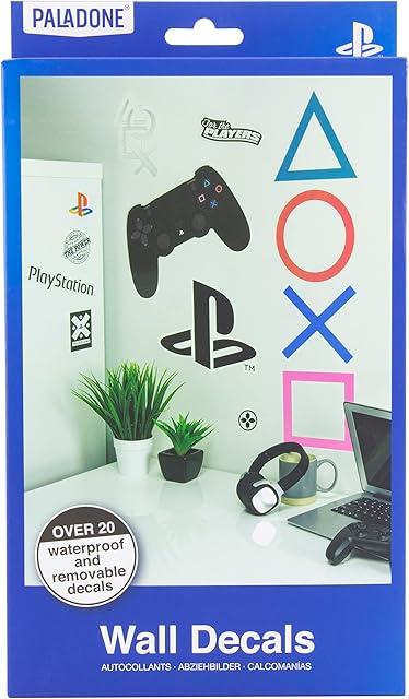 Paladone PP6581PS PlayStation Vinyl Wall Decals - 22 Waterproof and Removable Stickers, Multi Coloured, 27.0 cm*15.0 cm*3.0 cm