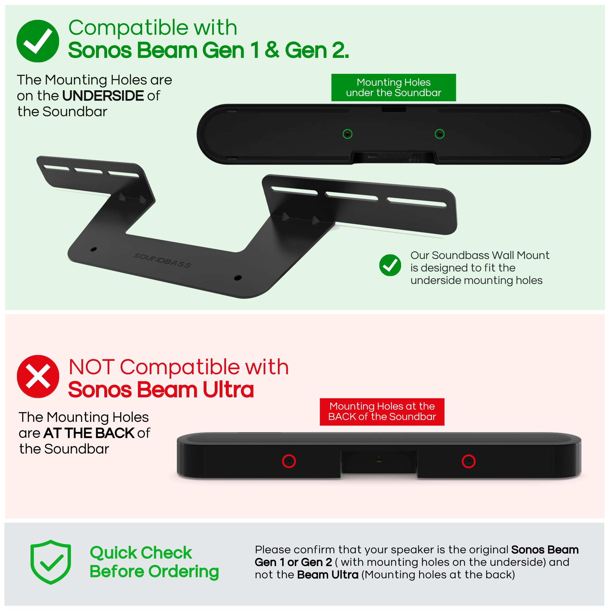 Amazon.com: Sound Bass Soundbar Mount for Sonos Beam Gen 1 & 2