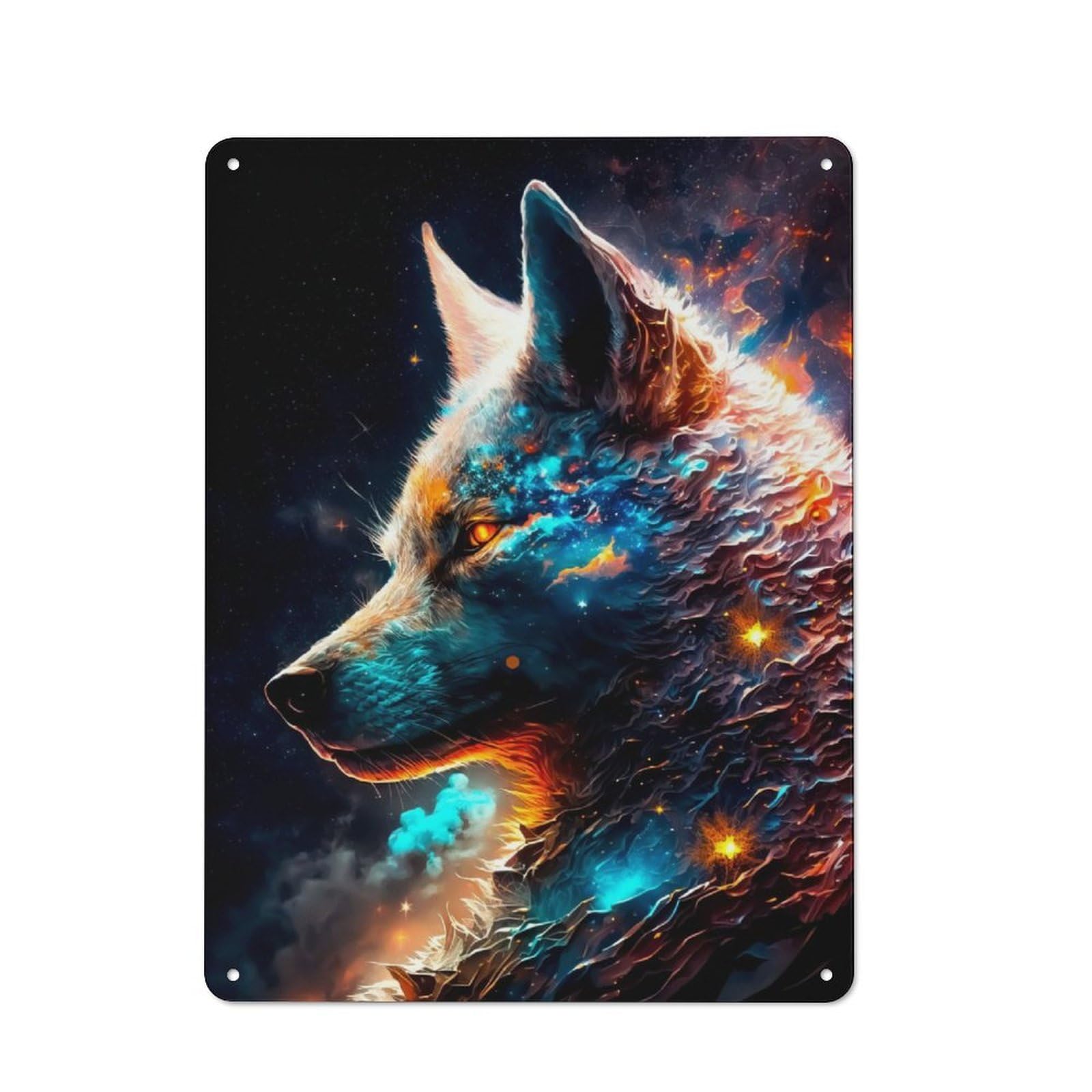 Junmoney Wolf Space Vintage Tin Sign 40X30cm With For Garage Wall, Suited To People Furnishing A Garage