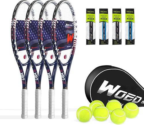 Miniatura 1 de Juego de raquetas de tenis para adultos de 27 pulgadas, incluye raqueta de tenis, pelotas de tenis, amortiguadores de vibración, bolsa de tenis