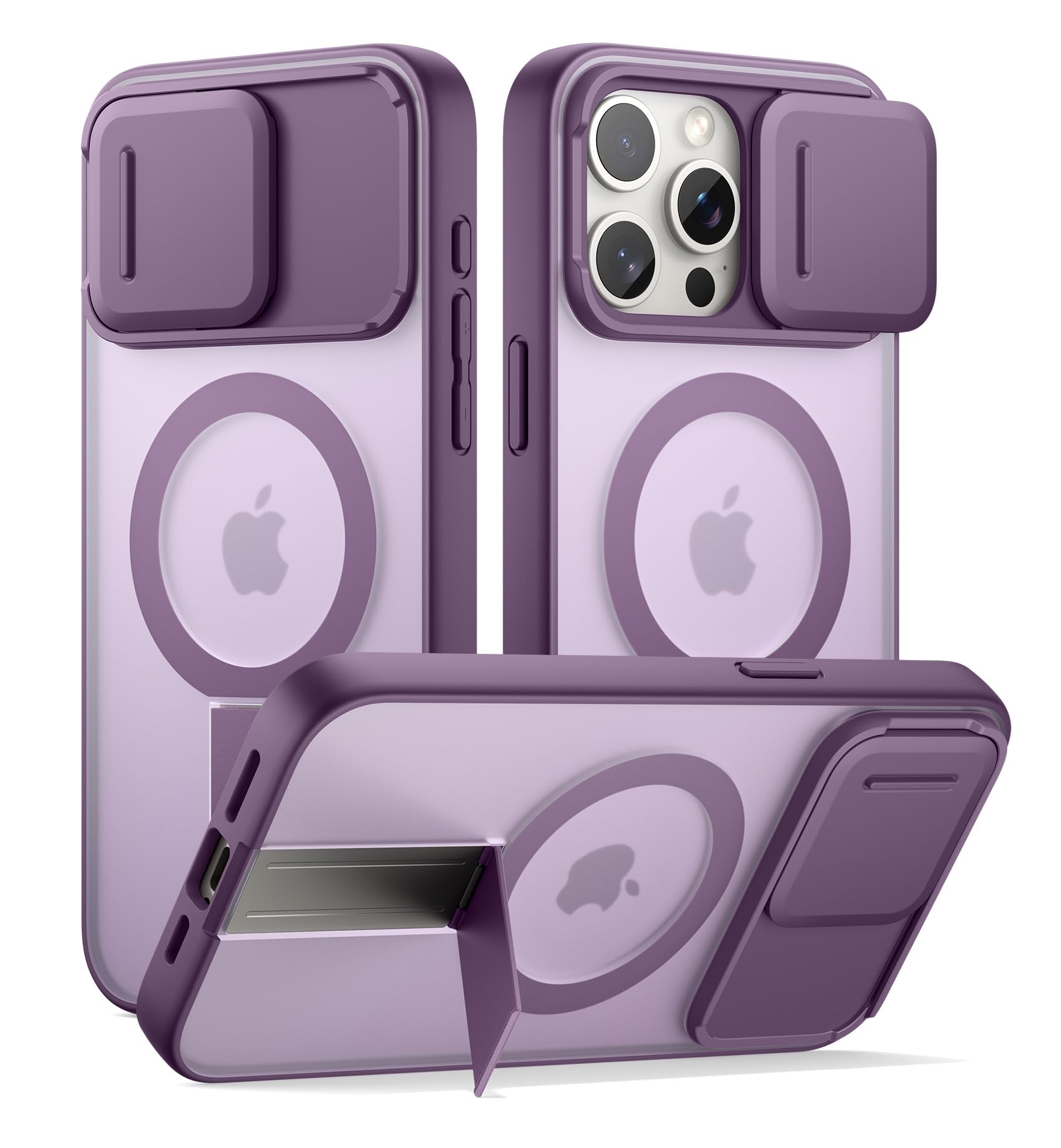Photo 1 of SURITCH iPhone 15 Pro Max Case with MagSafe, Kickstand, Camera Cover - Purple