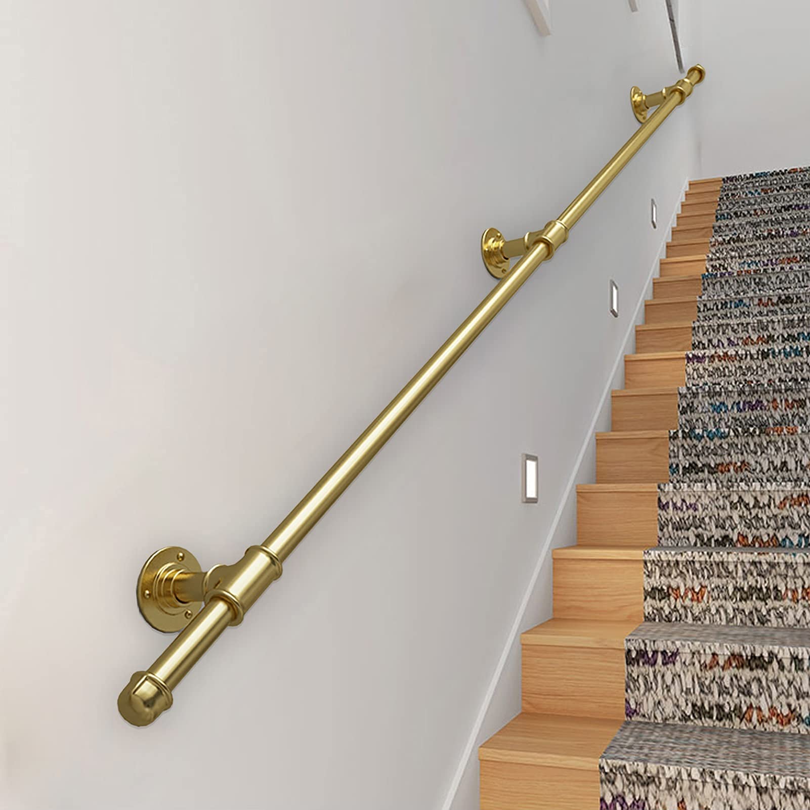 Barre d'appui escalier moderne couleur or 100cm pour sécuriser l'accès au salon ou balcon