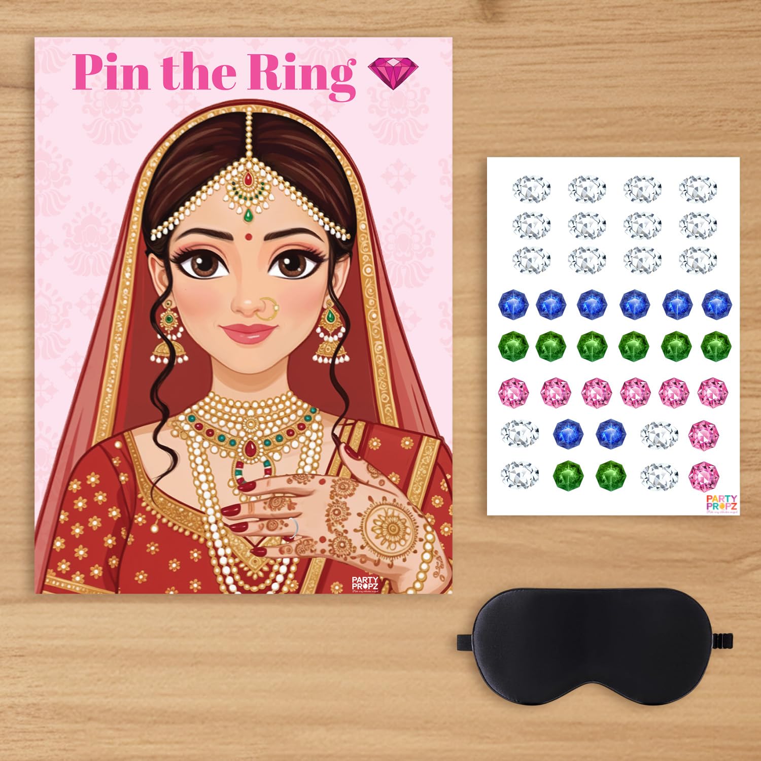 Party Propz Bachelorette Party Games Card - 3 Pcs Pin The Ring Game Sheet for Bride to Be with Eye Patch, Bride to Be Props, Bridal Shower Games, Wedding Game for Guests-image-40