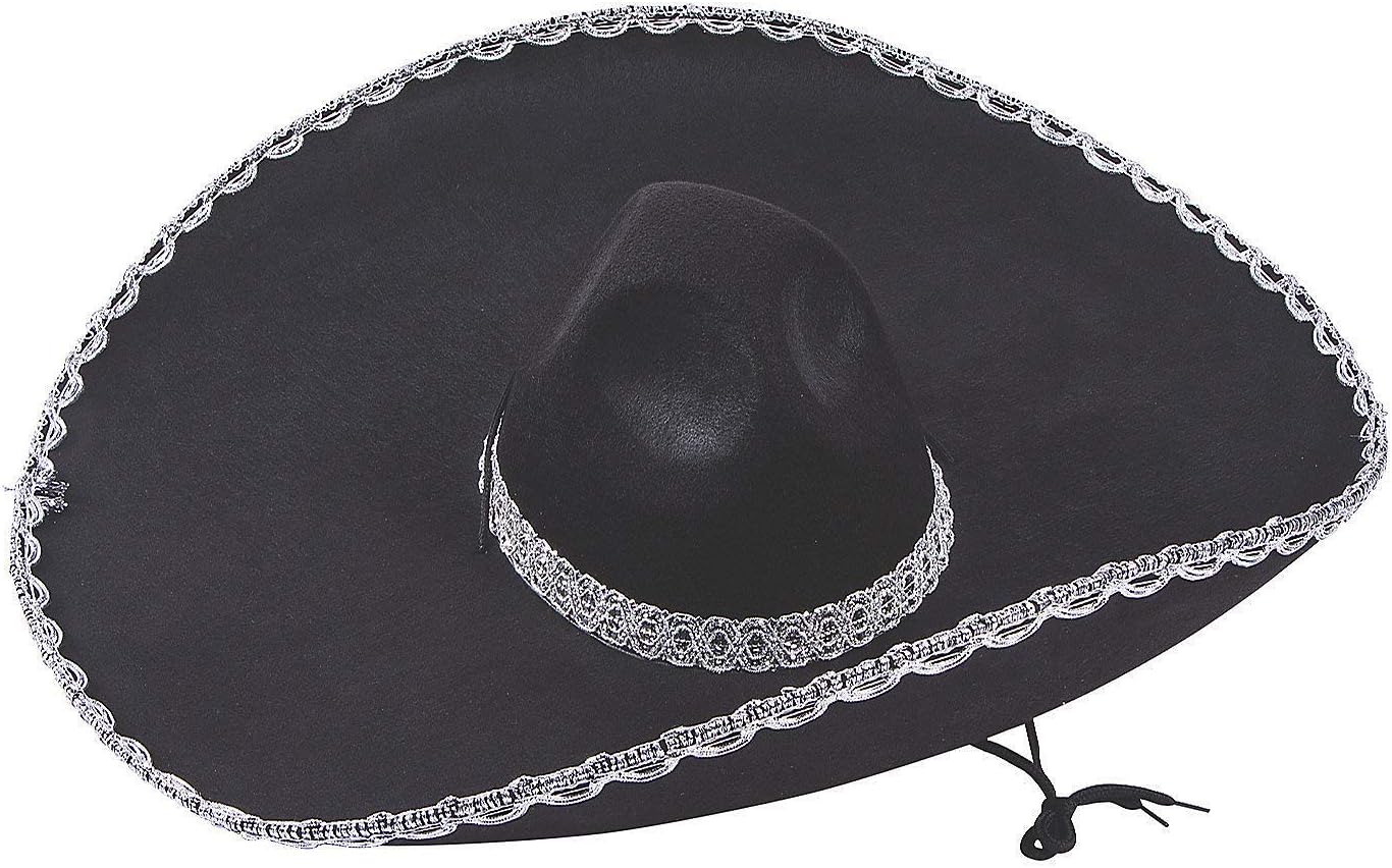 Fun Express Adult’s Black Mariachi Sombreros, 6 Felt Hats - Fiesta and Cinco De Mayo Party Supplies