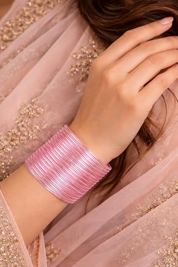 Raahive Pack of 24 Transparent Pink Jelly Bangles – Durable, Lightweight &amp; Trendy Bangles for Women and Girls | Perfect fo...