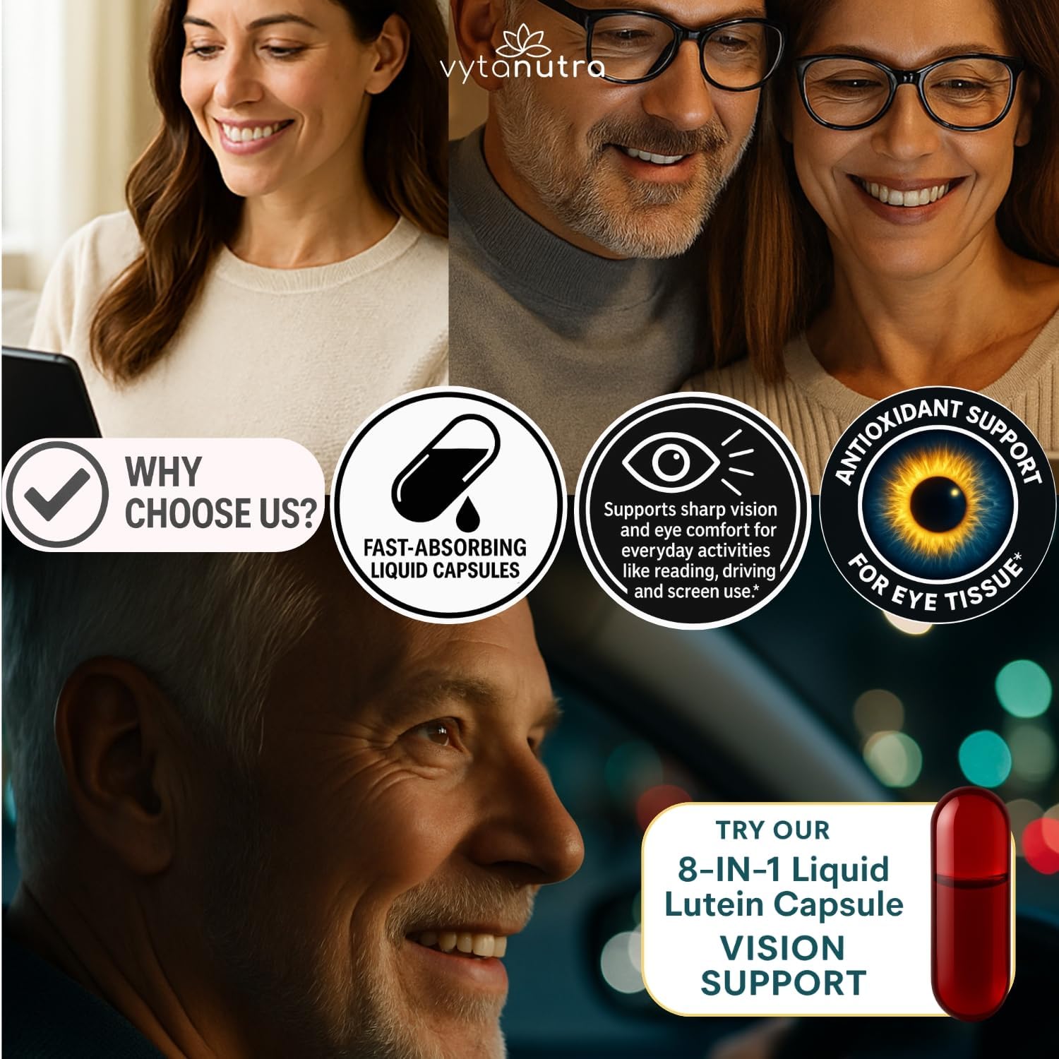 Liquid Lutein & Zeaxanthin – Fast-Absorbing Eye Support for Blue Light & Visual Health with Zinc, Vitamin A & Antioxidants – 60 Veggie Liquid Capsules
