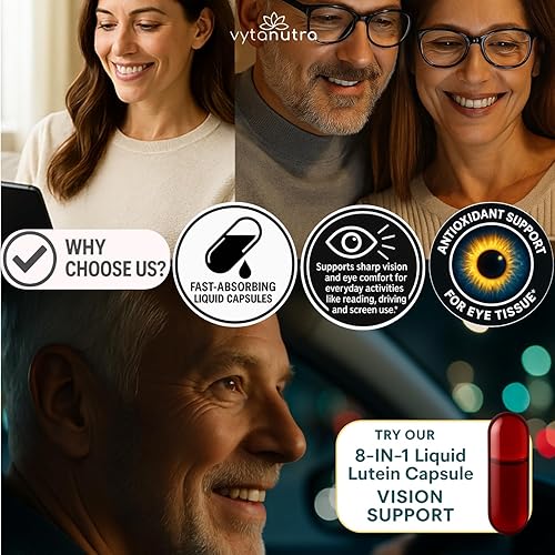 Miniatura 6 de Luteína líquida y zeaxantina  Soporte ocular de rápida absorción para luz azul y salud visual con zinc, vitamina A y antioxidantes  60 cápsulas