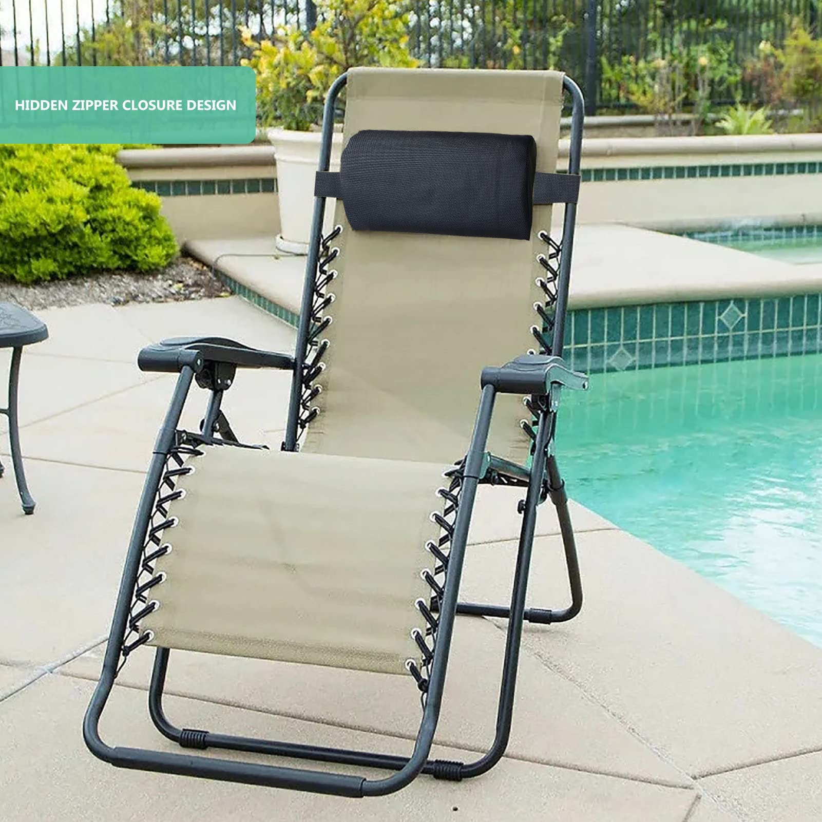 zalati Teslin Coussin inclinable à hauteur réglable pour meubles d'extérieur Noir