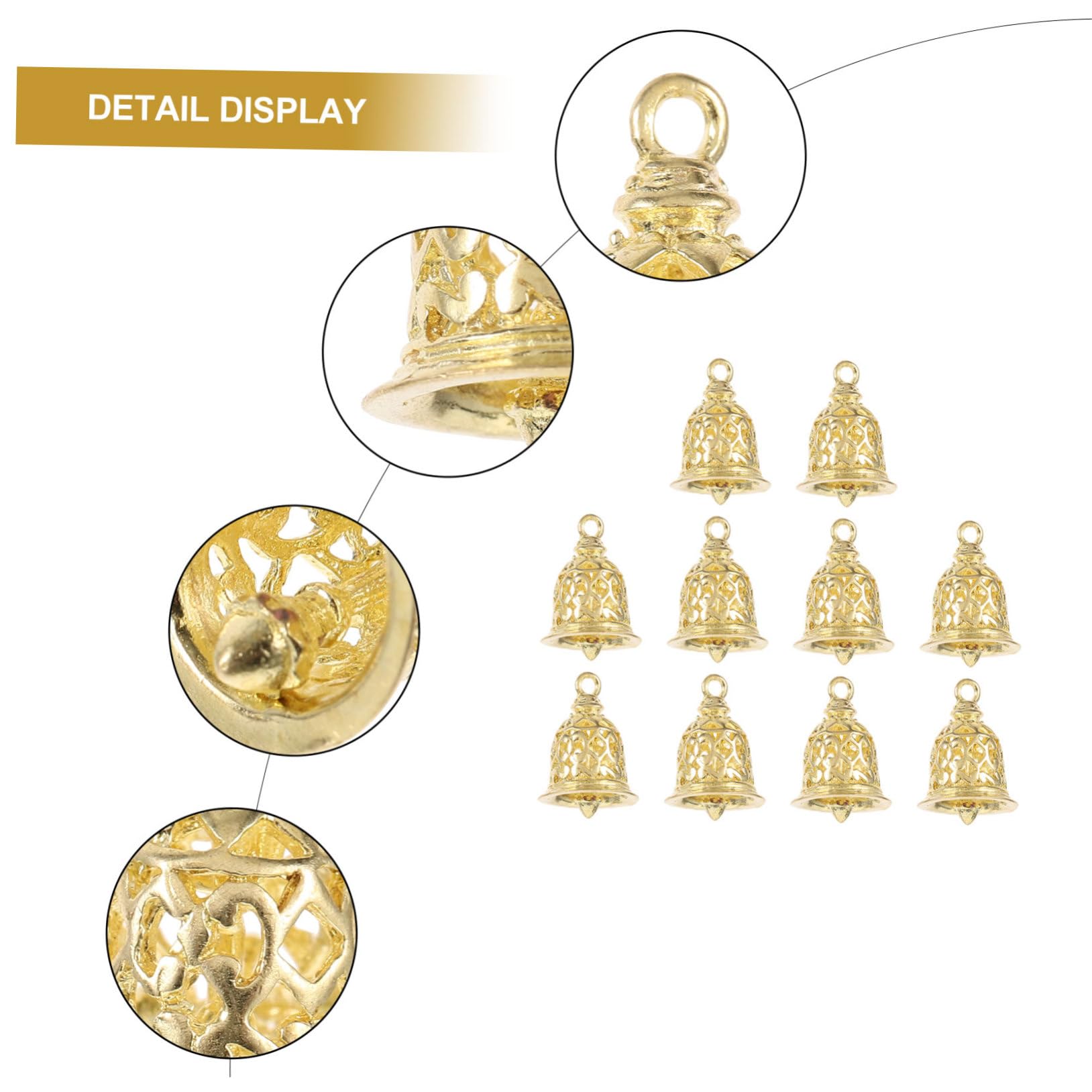 SHINEOFI 50pezzi Campane Decorative Ottone Dorato per Accessori Moda e Decorazioni Fai da Te Pendenti per Borse e Articoli Creativi