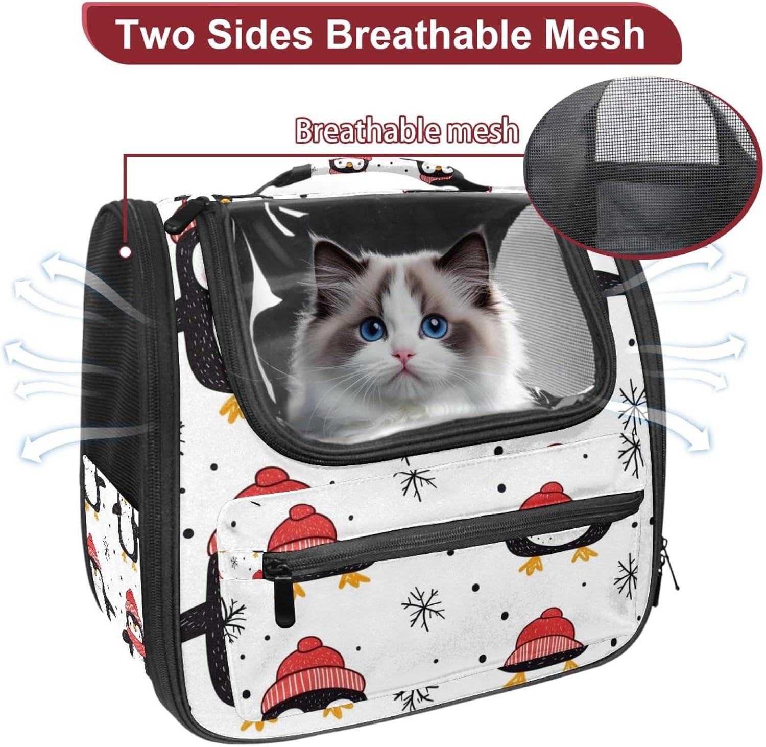Little Cartoon Penguins (3) Traveler Backpack Pet Carriers for Cats and Dogs