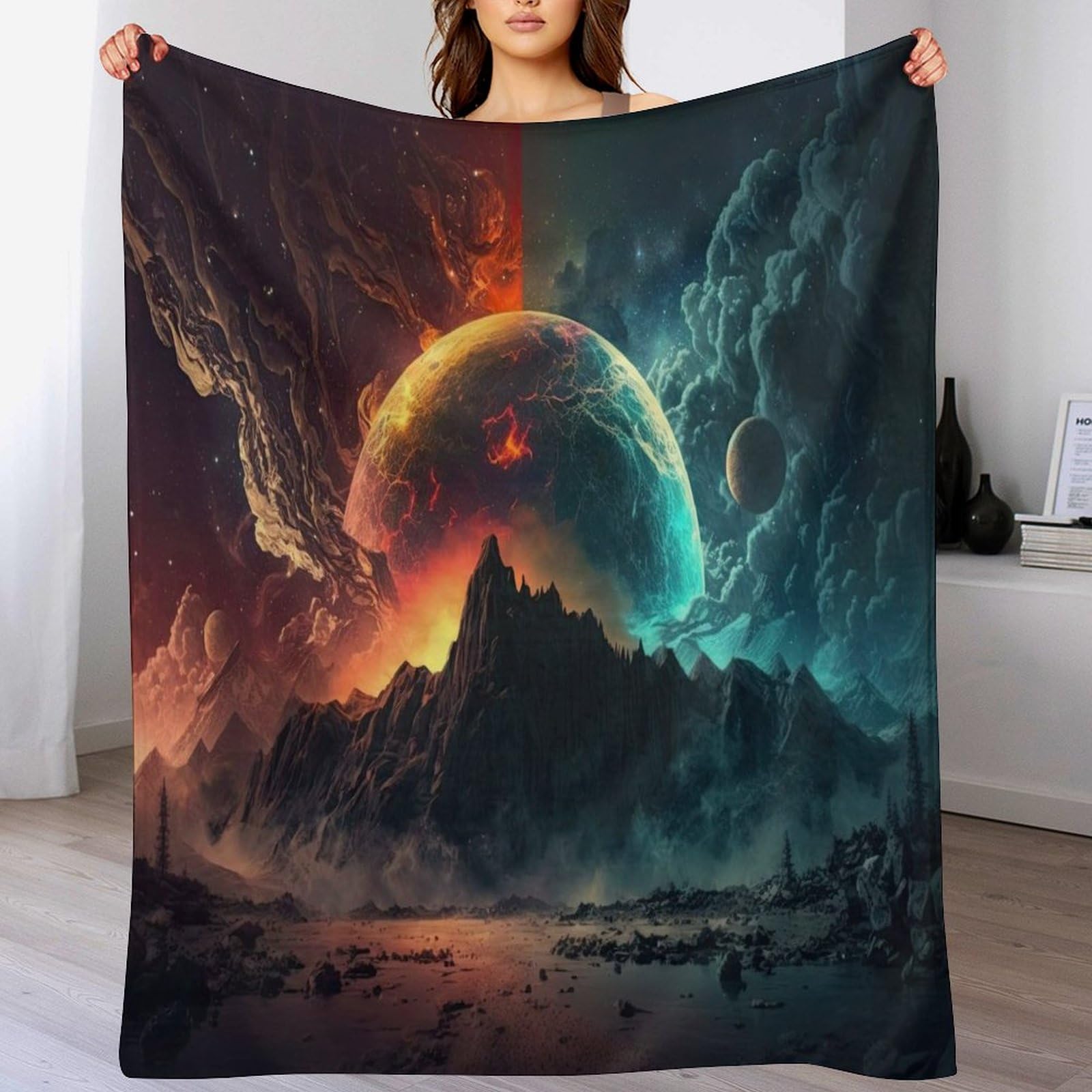 Couverture fantasy paysage chaude pour canapé jeté de lit doux