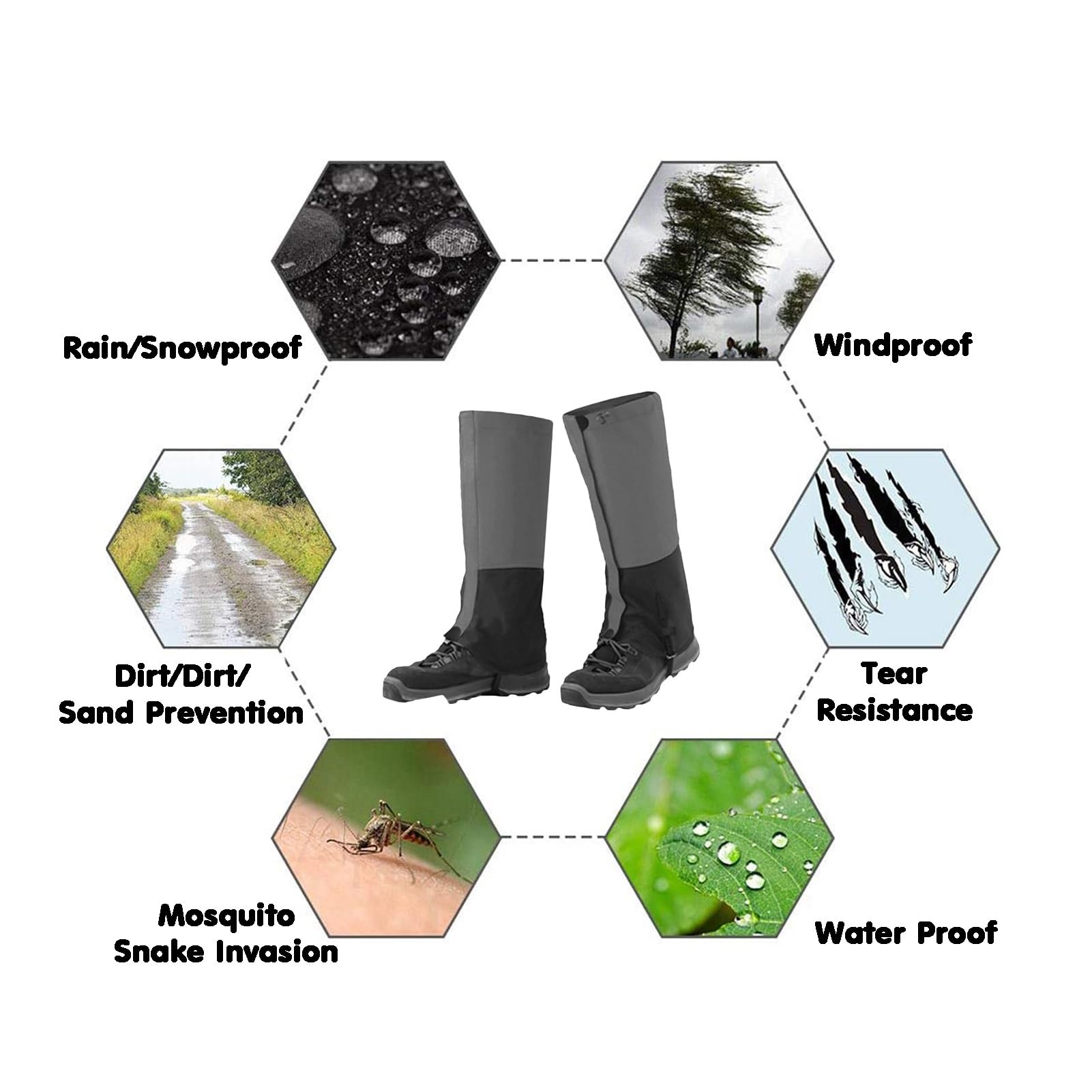 Guêtres De Jambe, Couvertures De Raquettes Anti-Morsure De Serpent, for La Chasse À Pied De Ski De Neige en Montagne, Guêtres De Bottes De Randonnée d'escalade, Guêtres De Jambe Réglables