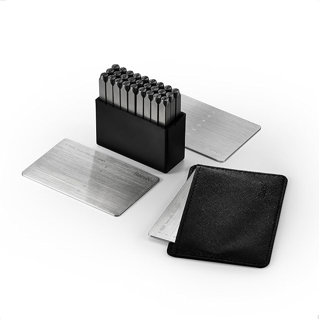 SecuX - XSEED Plus - Bezpieczny portfel Bitcoin Crypto Seed Storage Steel Plates (zestaw wykrojników ze stali) Kompatybilny z SecuX, Ledger, Trezor Hardware Portfele