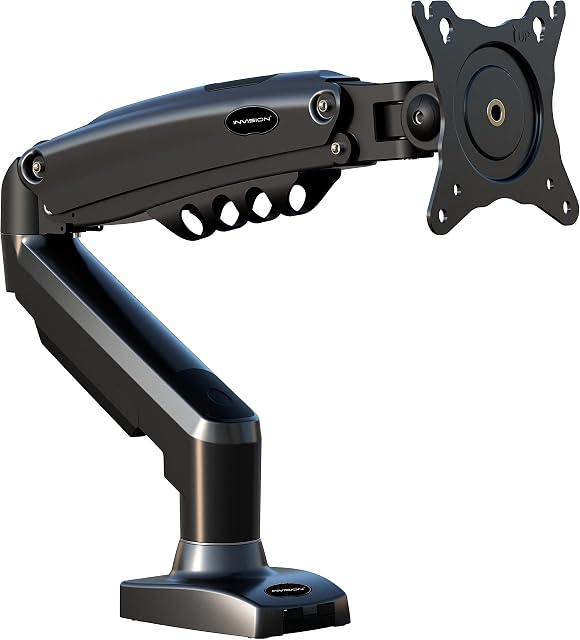 Invision Single Monitor Arm Desk Mount for 19 to 32 Inch Screens - VESA 75 & 100mm Stand Desk Clamp - Tool Free Height Adjustment with Tilt Swivel Rotate - Increased Load Capacity from 2-9kg (MX200)