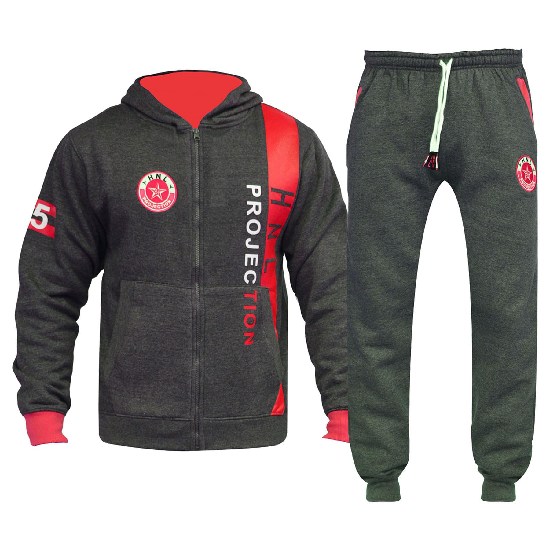 A2Z 4 Kids® Dziecięcy chłopięcy dziewczęcy dres HNL nadruk z projekcją węgiel drzewny i czerwony bluza z kapturem i dół dres do joggingu spodnie nowy wiek 7 8 9 10 11 12 13 lat