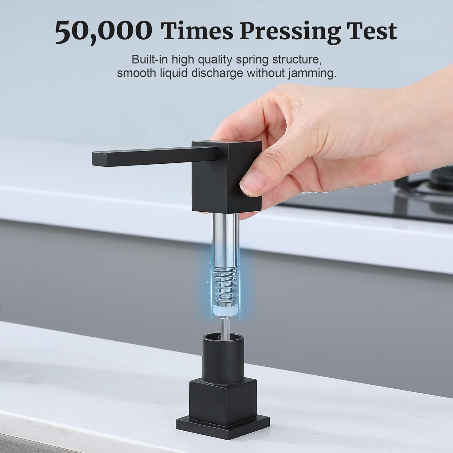 Sink Soap Dispenser for Kitchen Sink (Matte Black), All Brass Built-in and Refill from Top Design,Metal Hand Soap & Dish Soap Copper Pump - Image 6