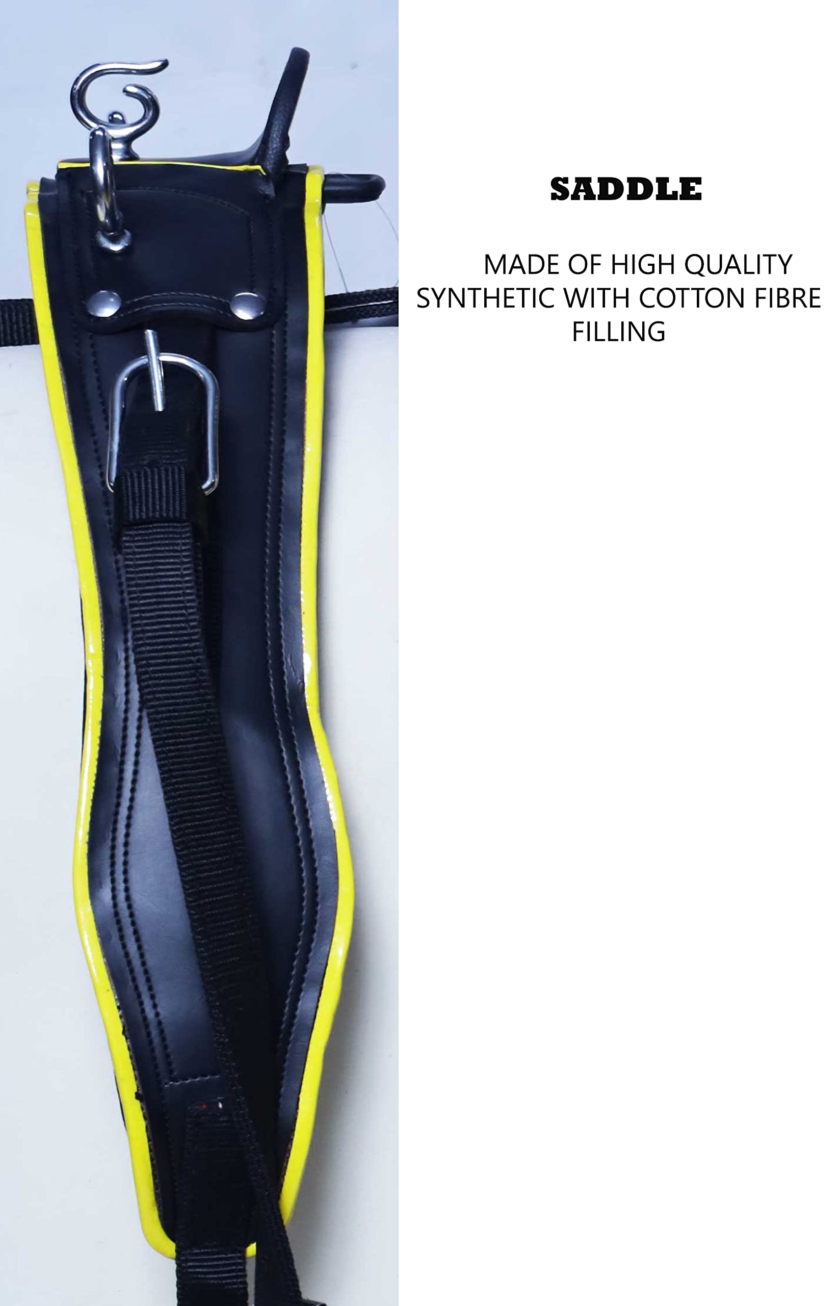 Harnais en nylon pour chariot de conduite de cheval Noir/jaune